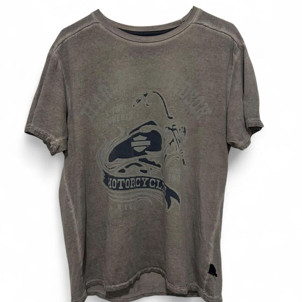 Harley-davidson Men's Brown and Grey T-shirt